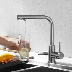 LIFCAUSAL Robinet De Cuisine Évier En Acier Inoxydable Purificateur D'eau Chaude Et Froide Robinet à Double Sortie -TronçOnneuse Et Accessoire Sales 54378158 3