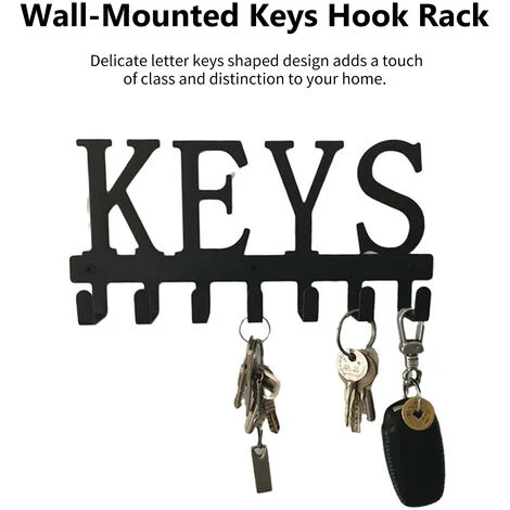 LIFCAUSAL Support à Crochets Avec 7 Crochets En Forme De Clés Support à Crochets Mural Crochet De Stockage De Forage Sans Clous Crochet De Serviette De Cuisine Antirouille Cintre 4 LIFCAUSAL Support à Crochets Avec 7 Crochets En Forme De Clés Support à Crochets Mural Crochet De Stockage De Forage Sans Clous Crochet De Serviette De Cuisine Antirouille Cintre – Image 2