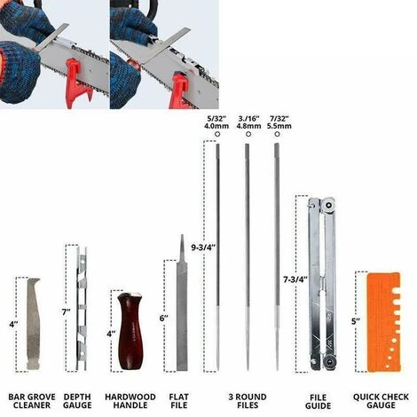 GUAZHUNIFR Kit D'Affûtage Universel Portable Pour Tronçonneuse, Limes 5/32" (4 Mm) / 3/16" (4,8 Mm) / 7/32" (5,5 Mm), Guazhuni 7 GUAZHUNIFR Kit D'Affûtage Universel Portable Pour Tronçonneuse, Limes 5/32" (4 Mm) / 3/16" (4,8 Mm) / 7/32" (5,5 Mm), Guazhuni – Image 5