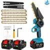 Scie à Chaîne électroportative 1200W ONEVAN - Mini Tronçonneuse électrique - Sans Fil 6 Pouces Pour Makita 18V - Vitesse Réglable Pour La Coupe Du Bois - Bleu Avec 2 Batteries, 4 Chaînes Or Et 2 Guide 1 Scie à Chaîne électroportative 1200W ONEVAN - Mini Tronçonneuse électrique - Sans Fil 6 Pouces Pour Makita 18V - Vitesse Réglable Pour La Coupe Du Bois - Bleu Avec 2 Batteries, 4 Chaînes Or Et 2 Guide -TronçOnneuse Et Accessoire Sales 54715088 1