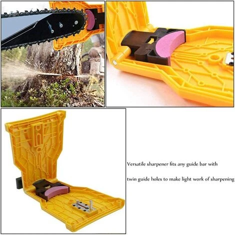 TINOR Aiguiseur De Dents Pour Tronçonneuse,Aiguiseur Automatique(1Pcs), Pierre à Aiguiser Remplaçable(3 Pcs), Ajustement Barre De Guidage Avec 2 Trous De Guidage (Jaune) 6 TINOR Aiguiseur De Dents Pour Tronçonneuse,Aiguiseur Automatique(1Pcs), Pierre à Aiguiser Remplaçable(3 Pcs), Ajustement Barre De Guidage Avec 2 Trous De Guidage (Jaune) – Image 4