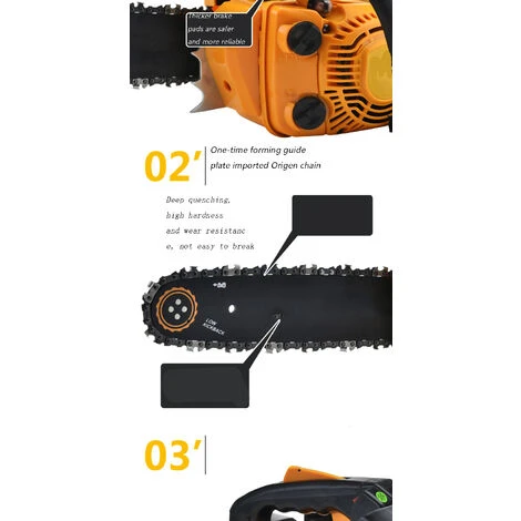 Cisea Tronçonneuse Professionnelle De 12 Pouces, Tronçonneuse Légère à Une Main, Tronçonneuse à Gaz 25,4 CC, Poignée Supérieure Pour Tronçonneuse Arboriste à 2 Cycles, Scies à Chaîne à Essence Portatives 6 Cisea Tronçonneuse Professionnelle De 12 Pouces, Tronçonneuse Légère à Une Main, Tronçonneuse à Gaz 25,4 CC, Poignée Supérieure Pour Tronçonneuse Arboriste à 2 Cycles, Scies à Chaîne à Essence Portatives – Image 4