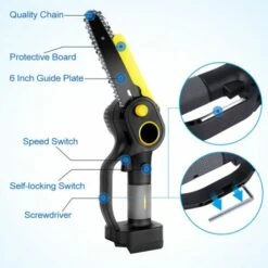 Scie à Chaîne électroportative Sans Fil Sans Brosse 6 Pouces Mini Tronçonneuse Onevan - Jaune - Pour La Coupe Du Bois Pour Makita 18V Batterie - Sans Batterie -TronçOnneuse Et Accessoire Sales 57334197 4