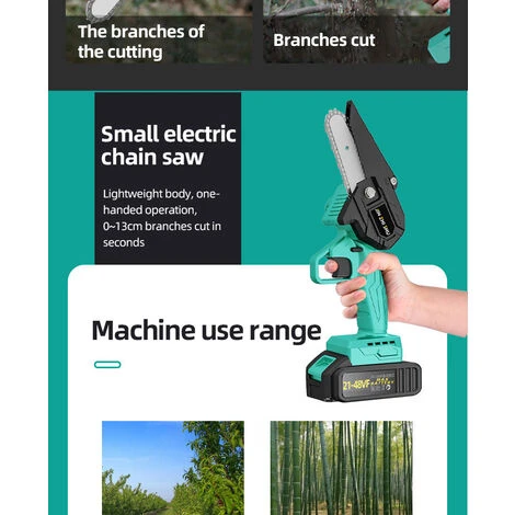 Cisea Mini Tronçonneuse Sans Fil, 10,2 Cm 21 V559 W Batterie électrique Rechargeable Sans Fil Avec Chargeur 1 Chaîne De Scie Et 2 Batteries Pour L'élagage Des Arbres Et La Coupe Des Branches 5 Cisea Mini Tronçonneuse Sans Fil, 10,2 Cm 21 V559 W Batterie électrique Rechargeable Sans Fil Avec Chargeur 1 Chaîne De Scie Et 2 Batteries Pour L'élagage Des Arbres Et La Coupe Des Branches – Image 3