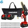 Scie à Chaîne électroportative Sans Fil | Tronçonneuse à Batterie 6" 1200W | Pour Makita 18V Batterie - Vitesse Réglable Pour La Coupe Du Bois - Onevan - Rouge - Avec 2*Batterie + 6*chaine Argent 2 Scie à Chaîne électroportative Sans Fil | Tronçonneuse à Batterie 6" 1200W | Pour Makita 18V Batterie - Vitesse Réglable Pour La Coupe Du Bois - Onevan - Rouge - Avec 2*Batterie + 6*chaine Argent -TronçOnneuse Et Accessoire Sales 58076908 1