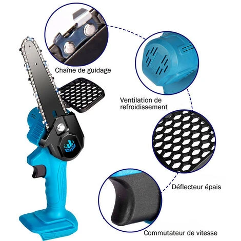 Scie à Chaîne électroportative Sans Fil | Tronçonneuse à Batterie 6” 1200W ONEVAN - Mini Tronçonneuse Pour Makita 18V Batterie - Noir - Avec 2*batterie+6*chaine Or+1*sac 4 Scie à Chaîne électroportative Sans Fil | Tronçonneuse à Batterie 6” 1200W ONEVAN - Mini Tronçonneuse Pour Makita 18V Batterie - Noir - Avec 2*batterie+6*chaine Or+1*sac – Image 2