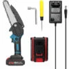 TANCYCO Scies D'élagage électriques Portables 21 V 6 Pouces Petit Moteur De Brosse De Tronçonneuse à Fendre Le Bois Outil De Travail Du Bois à Une Main Pour Jardin Verger (bleu 2 Piles) -TronçOnneuse Et Accessoire Sales 58259247 1