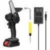 TANCYCO Scies à élaguer électriques à Batterie Au Lithium Rechargeable 21V 4 Pouces Petit Moteur De Brosse De Tronçonneuse à Fendre Le Bois Outil électrique à Une Main Pour Le Travail Du Bois (noir Avec 1 Batterie) -TronçOnneuse Et Accessoire Sales 58296323 1