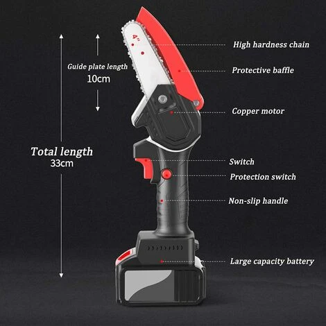 GRID COOL Mini Tronçonneuse Portative Sans Fil,scie à Chaîne électrique Rechargeable De 4 Poucessécateur Portatif à Une Main 4 GRID COOL Mini Tronçonneuse Portative Sans Fil,scie à Chaîne électrique Rechargeable De 4 Poucessécateur Portatif à Une Main – Image 2
