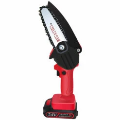 GRID COOL Tronçonneuse Mini 4 Pouces Tronçonneuse Rechargeable Petit Portatif Logging Jardin Jardinage Scie Électrique Standard Européen 4 Pouces Scie Un Électrique (Rouge)