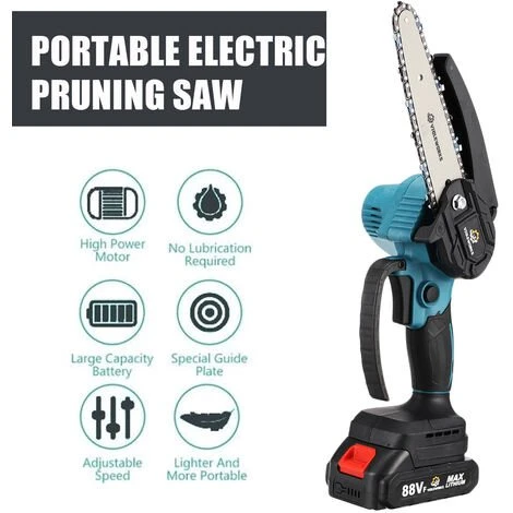 JMAX Tronçonneuse à Batterie Sans Fil De 6 Pouces Et 2*batteries 88VF Portable Scie Électrique Jardin Logging 5 JMAX Tronçonneuse à Batterie Sans Fil De 6 Pouces Et 2*batteries 88VF Portable Scie Électrique Jardin Logging – Image 3