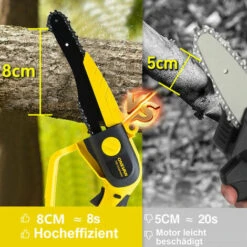 Tronçonneuse à Batterie 8" Scie à Chaîne électroportative Sans Fil ONEVAN, Mini Tronçonneuse électrique Convient Pour Makita 18V Batterie, Jaune - Avec 1*sac+2*batterie 9 Tronçonneuse à Batterie 8" Scie à Chaîne électroportative Sans Fil ONEVAN, Mini Tronçonneuse électrique Convient Pour Makita 18V Batterie, Jaune - Avec 1*sac+2*batterie -TronçOnneuse Et Accessoire Sales 59038935 3