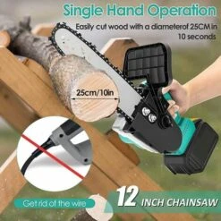 JOORRT Tronconneuse A Batterie 12 Pouces 21V 5Ah Tronçonneuse Electrique Sans Fil Tronçonneuse Portative à Une Main Avec 2 Batterie Et Chargeur Pour Le Jardinage Coupes à Bois Elagueurs -TronçOnneuse Et Accessoire Sales 59171132 3