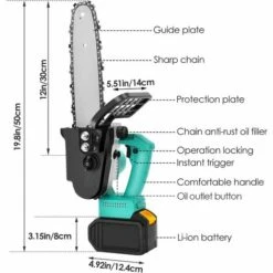 JOORRT Tronconneuse A Batterie 12 Pouces 21V 5Ah Tronçonneuse Electrique Sans Fil Tronçonneuse Portative à Une Main Avec 2 Batterie Et Chargeur Pour Le Jardinage Coupes à Bois Elagueurs -TronçOnneuse Et Accessoire Sales 59171132 4