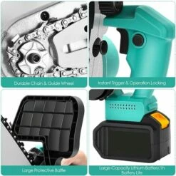 JOORRT Tronconneuse A Batterie 12 Pouces 21V 5Ah Tronçonneuse Electrique Sans Fil Tronçonneuse Portative à Une Main Avec 2 Batterie Et Chargeur Pour Le Jardinage Coupes à Bois Elagueurs -TronçOnneuse Et Accessoire Sales 59171132 5