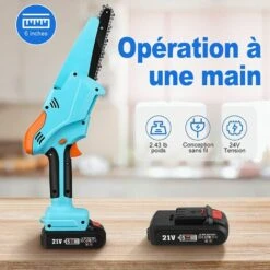 JOORRT Mini Tronconneuse A Batterie Tronconneuse Electrique Sans Fil De 6 Pouces Avec Batterie Rechargeable 24 V Portable à Une Main Pour Le Jardinage La Coupe Du Bois L'élagage -TronçOnneuse Et Accessoire Sales 59171135 3