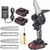 JOORRT Mini Tronconneuse Electrique A Batterie 1500mAh Rechargeable Sans Fil Avec Chargeur Mini Tronçonneuse Sans Fil De 4 Pouces 21V Puissant 6m/s 2 Batterie 2 Chaîne 2 Guidage -TronçOnneuse Et Accessoire Sales 59171138 1