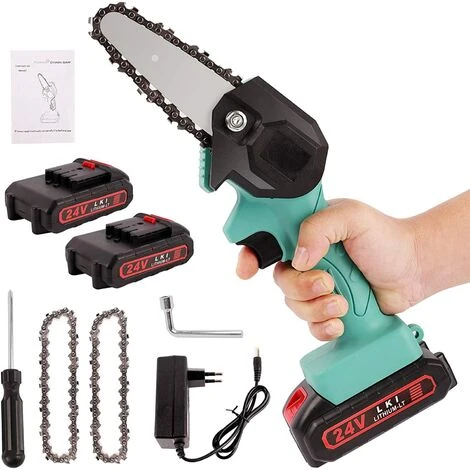 JOORRT 4 Pouces Mini Tronçonneuse Tronçonneuse Électrique Rechargeable De 24V Tronçonneuse à Batterie Portable Avec Chargeur Et Chaîne Mini Tronçonneuse Sans Fil Pour Tailler Le Jardinage 3 JOORRT 4 Pouces Mini Tronçonneuse Tronçonneuse Électrique Rechargeable De 24V Tronçonneuse à Batterie Portable Avec Chargeur Et Chaîne Mini Tronçonneuse Sans Fil Pour Tailler Le Jardinage