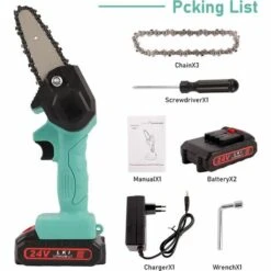 JOORRT 4 Pouces Mini Tronçonneuse Tronçonneuse Électrique Rechargeable De 24V Tronçonneuse à Batterie Portable Avec Chargeur Et Chaîne Mini Tronçonneuse Sans Fil Pour Tailler Le Jardinage 8 JOORRT 4 Pouces Mini Tronçonneuse Tronçonneuse Électrique Rechargeable De 24V Tronçonneuse à Batterie Portable Avec Chargeur Et Chaîne Mini Tronçonneuse Sans Fil Pour Tailler Le Jardinage -TronçOnneuse Et Accessoire Sales 59171142 2