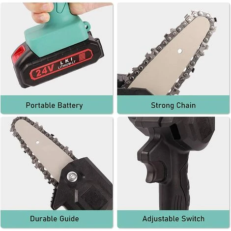 JOORRT 4 Pouces Mini Tronçonneuse Tronçonneuse Électrique Rechargeable De 24V Tronçonneuse à Batterie Portable Avec Chargeur Et Chaîne Mini Tronçonneuse Sans Fil Pour Tailler Le Jardinage 6 JOORRT 4 Pouces Mini Tronçonneuse Tronçonneuse Électrique Rechargeable De 24V Tronçonneuse à Batterie Portable Avec Chargeur Et Chaîne Mini Tronçonneuse Sans Fil Pour Tailler Le Jardinage – Image 4