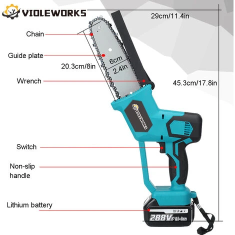 JMAX 288V Tronçonneuse à Batterie Sans Fil Avec 2*batteries Portable Scie à Chaine Électrique Jardin Logging 7 JMAX 288V Tronçonneuse à Batterie Sans Fil Avec 2*batteries Portable Scie à Chaine Électrique Jardin Logging – Image 5