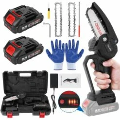 TOLARE Tronçonneuse à Batterie, 21V 2 Batterie 2500mAh Batterie, Tronçonneuses Pour La Coupe Du Bois, Les Branches D'arbres