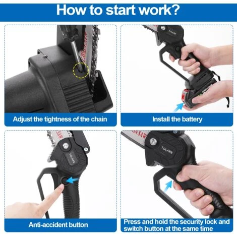 TOLARE Tronçonneuse à Batterie, 21V 2 Batterie 2500mAh Batterie, Tronçonneuses Pour La Coupe Du Bois, Les Branches D'arbres 7 TOLARE Tronçonneuse à Batterie, 21V 2 Batterie 2500mAh Batterie, Tronçonneuses Pour La Coupe Du Bois, Les Branches D'arbres – Image 5