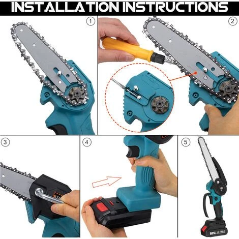 JMAX Tronçonneuse à Batterie 8 Pouces 88VF 2 Batterie Portable Scie Électrique Jardin Logging 7 JMAX Tronçonneuse à Batterie 8 Pouces 88VF 2 Batterie Portable Scie Électrique Jardin Logging – Image 5