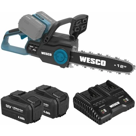 WESCOTOOLS 36V Tronçonneuse Sans Fil - 2 X 18V 4,0 Ah Batteries Et Chargeur - WESCO WS8303 3 WESCOTOOLS 36V Tronçonneuse Sans Fil - 2 X 18V 4,0 Ah Batteries Et Chargeur - WESCO WS8303
