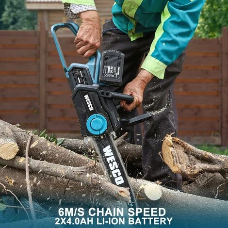 WESCOTOOLS 36V Tronçonneuse Sans Fil - 2 X 18V 4,0 Ah Batteries Et Chargeur - WESCO WS8303 5 WESCOTOOLS 36V Tronçonneuse Sans Fil - 2 X 18V 4,0 Ah Batteries Et Chargeur - WESCO WS8303 – Image 3