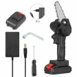 LIFCAUSAL Mini Tronçonneuse 4 Pouces Sans Fil électrique Protable Scie D'élagage 24V Scies à Bois électriques Rechargeables, 2000mAh Sécateur à Une Main Sans Fil Tronçonneuse Pour L'exploitation Forestière De Jardin Branche D'arbre Coupe De Bois, EU PLUG (Black-1 B -TronçOnneuse Et Accessoire Sales 60913580 2