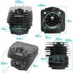 Boudech Ensemble Thermique Pour Tronçonneuse 62Cc - Cylindre Complet + Piston De Remplacement Pour Les Moteurs 2 Temps 62Cc -TronçOnneuse Et Accessoire Sales 63683268 4