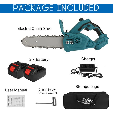 AUGIENB Scie à Chaine Tron?onneuse à Batterie à Batterie élagueuse Sans Fil 10" 18V Scie à Chaine Scie à Buche électrique 2 Batteries 6 AUGIENB Scie à Chaine Tron?onneuse à Batterie à Batterie élagueuse Sans Fil 10" 18V Scie à Chaine Scie à Buche électrique 2 Batteries – Image 4
