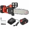 LIFCAUSAL 21V Brushless Mini Tronçonneuse Sans Fil 10 Pouces Scie à Chaîne électrique Scie à Main 4.0Ah Batterie Rechargeable Chargeur Rapide Alimenté Branche D'arbre Sécateur Sécateur Outil De Jardin Pour Tailler Les Arbres (10 Pouces 2 Piles) -TronçOnneuse Et Accessoire Sales 63746175 1