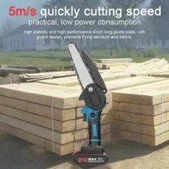 LIFCAUSAL Scies D'élagage électriques Portables 21 V 6 Pouces Petit Moteur De Brosse De Tronçonneuse à Fendre Le Bois Outil De Travail Du Bois à Une Main Pour Jardin Verger (bleu 2 Piles) -TronçOnneuse Et Accessoire Sales 63746235 5