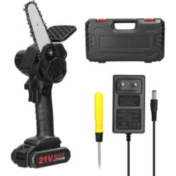 ASUPERMALL 21V 500W 4 Pouces Batterie Au Lithium Rechargeable Scies à élaguer électriques Petit Moteur De Brosse De Tronçonneuse à Fendre Le Bois Outil électrique à Une Main Pour Le Travail Du Bois Jardin Verger, 1 Pile -TronçOnneuse Et Accessoire Sales 63927739 3