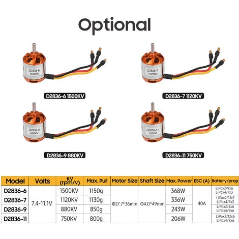 LIFCAUSAL Moteur Brushless Outrunner Haute Performance Pour Bricolage Modèle Avion RC Voiture Mini Multicopter Hélicoptère Quadrirotor (D2836-6 1500KV) 7 LIFCAUSAL Moteur Brushless Outrunner Haute Performance Pour Bricolage Modèle Avion RC Voiture Mini Multicopter Hélicoptère Quadrirotor (D2836-6 1500KV) – Image 5