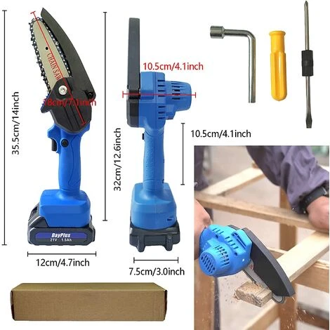 DAY PLUS Mini Tronçonneuse électrique Sans Fil Pour Tronçonneuse Portable Alimentée Par Batterie Pour Projets De Verdissement, élagage De Branches, Taille De Buissons Et D'arbres (y Compris 2 Piles) 6 DAY PLUS Mini Tronçonneuse électrique Sans Fil Pour Tronçonneuse Portable Alimentée Par Batterie Pour Projets De Verdissement, élagage De Branches, Taille De Buissons Et D'arbres (y Compris 2 Piles) – Image 4