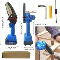 DAY PLUS Scie à Chaîne Sans Fil 21 V, Tronçonneuse électrique à Piles De 10,2 Cm Avec Batterie Lithium-ion 1,5 Ah Et Chargeur, Mini Tronçonneuse Portable Légère à Commande à Une Main Pour Couper Des Branches D'arbres -TronçOnneuse Et Accessoire Sales 64568192 4