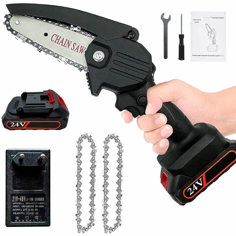 THSINDE Mini Tronconneuse A Batterie,avec 1 Piles Et 2 Chaînes,4 Pouces, Tronçonneuse Rechargeable Portative Pour La Coupe De Branche Arbre De Gardin 3 THSINDE Mini Tronconneuse A Batterie,avec 1 Piles Et 2 Chaînes,4 Pouces, Tronçonneuse Rechargeable Portative Pour La Coupe De Branche Arbre De Gardin