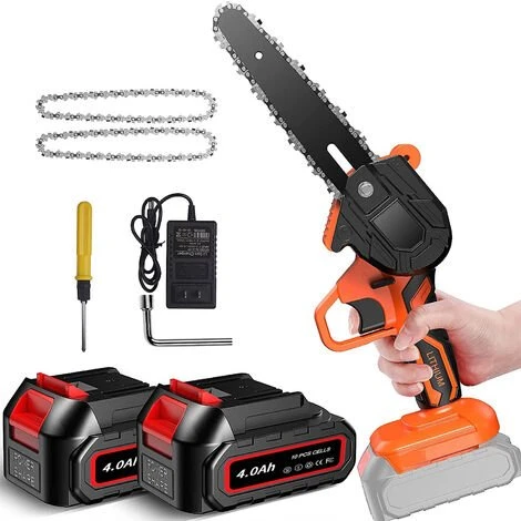 Magicfox Tronçonneuse électrique Sans Fil Rechargeable 4.0Ah, Avec 2 Chaînes 6 Pouces Et 2 Batteries Pour Couper Branches Et Bois 3 Magicfox Tronçonneuse électrique Sans Fil Rechargeable 4.0Ah, Avec 2 Chaînes 6 Pouces Et 2 Batteries Pour Couper Branches Et Bois