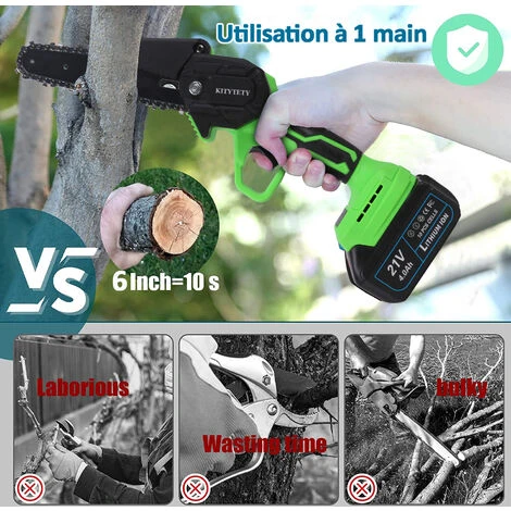 MAGICFOX Tronçonneuse Sans Fil De 6 Pouces Avec Boîte De Rangement, 2 Chaînes Et 2 Batteries, Pour Jardinage,Elagueurs, Coupes à Bois 6 MAGICFOX Tronçonneuse Sans Fil De 6 Pouces Avec Boîte De Rangement, 2 Chaînes Et 2 Batteries, Pour Jardinage,Elagueurs, Coupes à Bois – Image 4