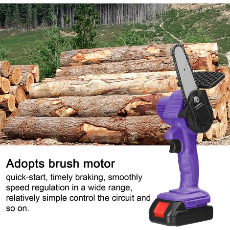 TANCYCO Scies D'élagage électriques à Batterie Au Lithium Rechargeable 21 V 4 Pouces Petit Moteur De Brosse De Tronçonneuse à Fendre Le Bois Outil électrique à Une Main Pour Le Travail Du Bois (Violet) 5 TANCYCO Scies D'élagage électriques à Batterie Au Lithium Rechargeable 21 V 4 Pouces Petit Moteur De Brosse De Tronçonneuse à Fendre Le Bois Outil électrique à Une Main Pour Le Travail Du Bois (Violet) – Image 3