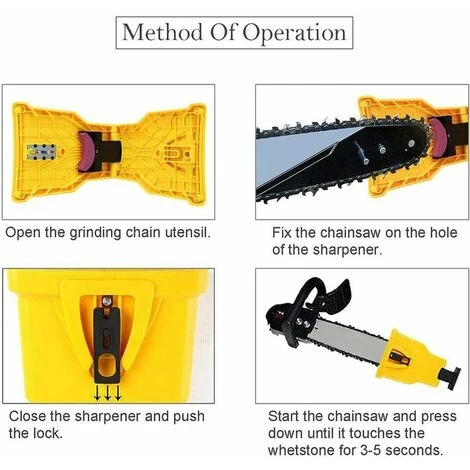 TANèTUE Aiguiseur De Dents Pour Tronçonneuse,Aiguiseur Automatique(1Pcs), Pierre à Aiguiser Remplaçable(3 Pcs), Ajustement Barre De Guidage Avec 2 Trous De Guidage (Jaune) 5 TANèTUE Aiguiseur De Dents Pour Tronçonneuse,Aiguiseur Automatique(1Pcs), Pierre à Aiguiser Remplaçable(3 Pcs), Ajustement Barre De Guidage Avec 2 Trous De Guidage (Jaune) – Image 3