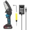 LIFCAUSAL Scies D'élagage électriques Portables 21V 4 Pouces Petit Moteur De Brosse De Tronçonneuse à Fendre Le Bois Outil De Travail Du Bois à Une Main Pour Jardin Verger Noir Et Vert Une Batterie Et Une Charge