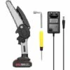 LIFCAUSAL Scies D'élagage électriques Portables 21V 6 Pouces Petit Moteur De Brosse De Tronçonneuse à Fendre Le Bois Outil De Travail Du Bois à Une Main Pour Jardin Verger Modèles Noirs Et Gris, Une Batterie Et Une Charge -TronçOnneuse Et Accessoire Sales 67837743 1
