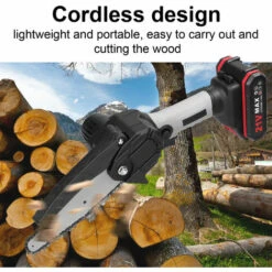 LIFCAUSAL Scies D'élagage électriques Portables 21V 6 Pouces Petit Moteur De Brosse De Tronçonneuse à Fendre Le Bois Outil De Travail Du Bois à Une Main Pour Jardin Verger Modèles Noirs Et Gris, Une Batterie Et Une Charge -TronçOnneuse Et Accessoire Sales 67837743 2