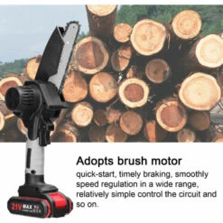 LIFCAUSAL Scies D'élagage électriques Portables 21V 6 Pouces Petit Moteur De Brosse De Tronçonneuse à Fendre Le Bois Outil De Travail Du Bois à Une Main Pour Jardin Verger Modèles Noirs Et Gris, Une Batterie Et Une Charge -TronçOnneuse Et Accessoire Sales 67837743 4