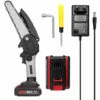 LIFCAUSAL Scies D'élagage électriques Portables 21V 6 Pouces Petit Moteur De Brosse De Tronçonneuse à Fendre Le Bois Outil De Travail Du Bois à Une Main Pour Jardin Verger Modèles Noirs Et Gris Avec Deux Batteries Et Une Charge -TronçOnneuse Et Accessoire Sales 67837878 1