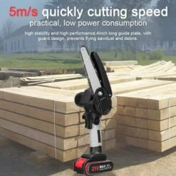 LIFCAUSAL Scies D'élagage électriques Portables 21V 6 Pouces Petit Moteur De Brosse De Tronçonneuse à Fendre Le Bois Outil De Travail Du Bois à Une Main Pour Jardin Verger Modèles Noirs Et Gris Avec Deux Batteries Et Une Charge -TronçOnneuse Et Accessoire Sales 67837878 5